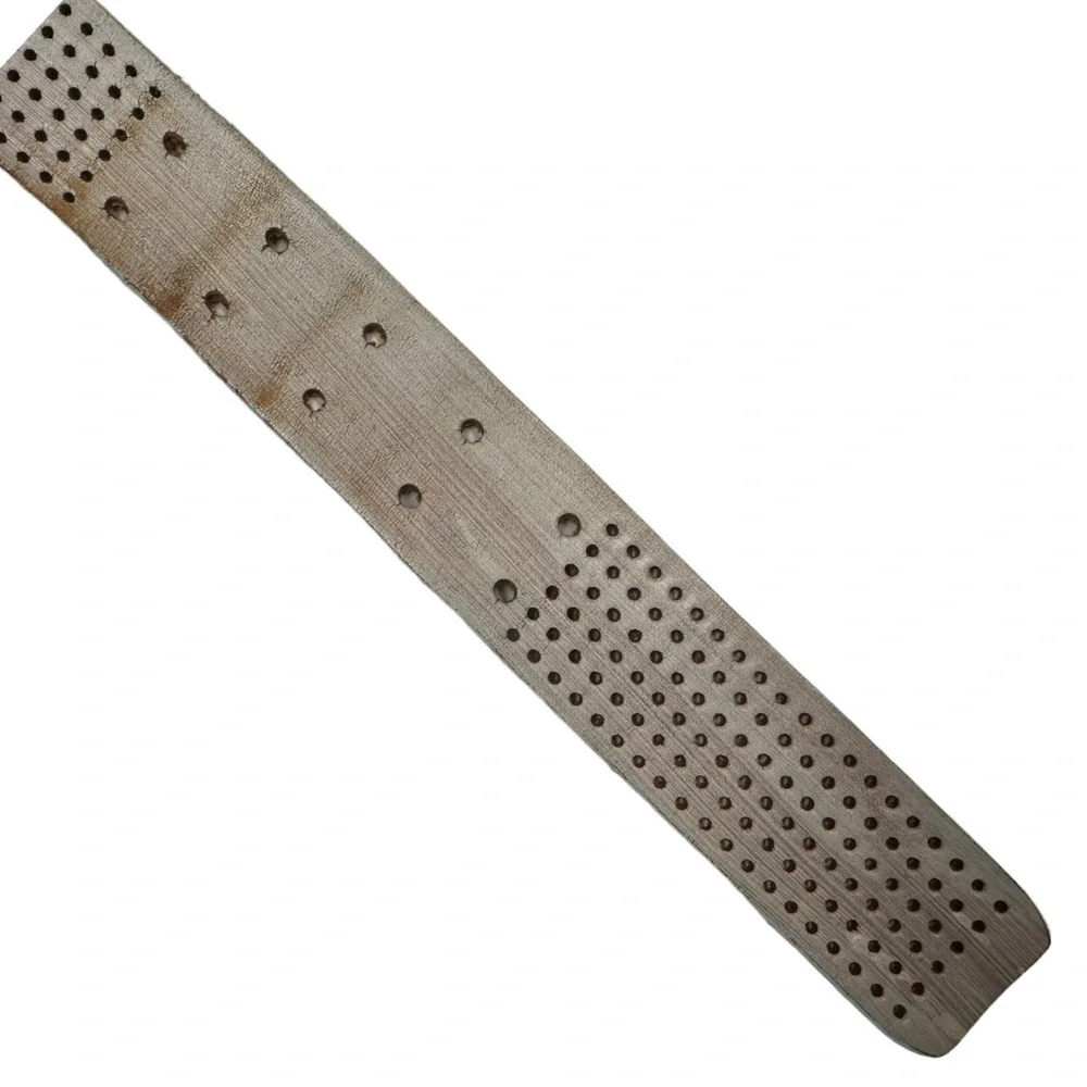 Vintage Y2K White Antiqued Punched Leather Belt